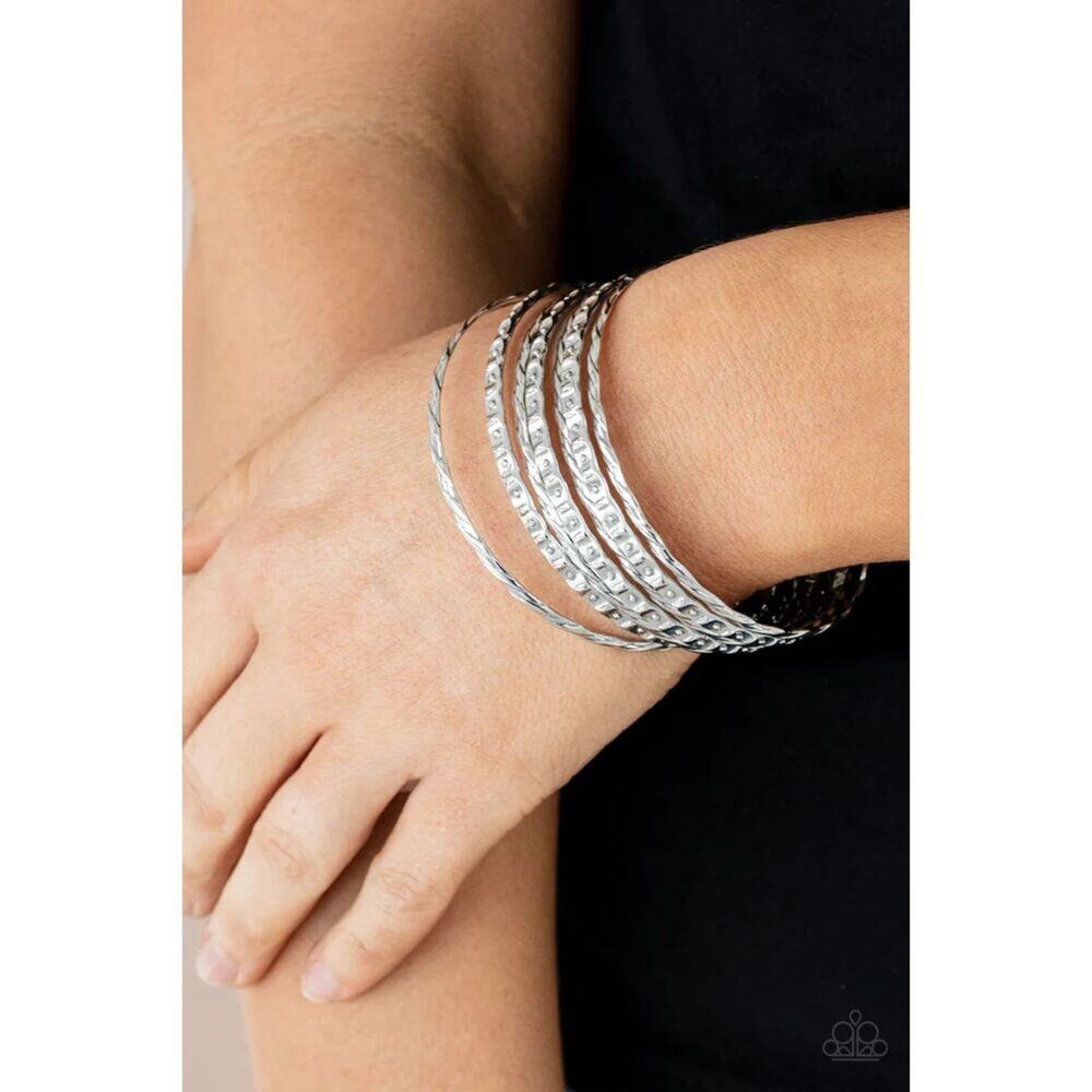 Back To Back Stacks Silver Bracelet (148)